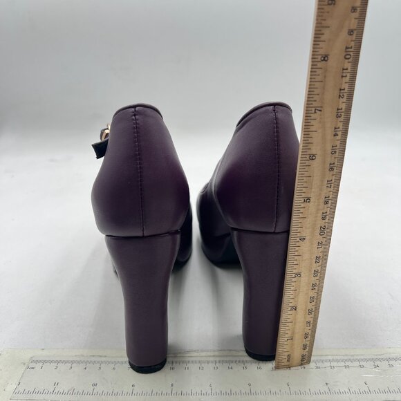 Maiyang Purple Round Toe T-Strap Platform Mary Jane Pumps Ankle Buckle Shoes - Picture 5 of 8